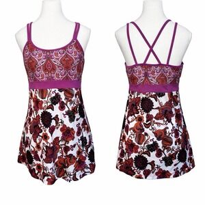 prAna Kaley Tank Top Women's Pink Brown Built In Bra Workout Yoga Outdoors M